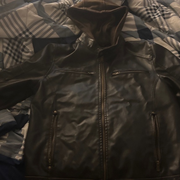 Black Rivet Dark Brown Leather Jacket - Picture 1 of 6